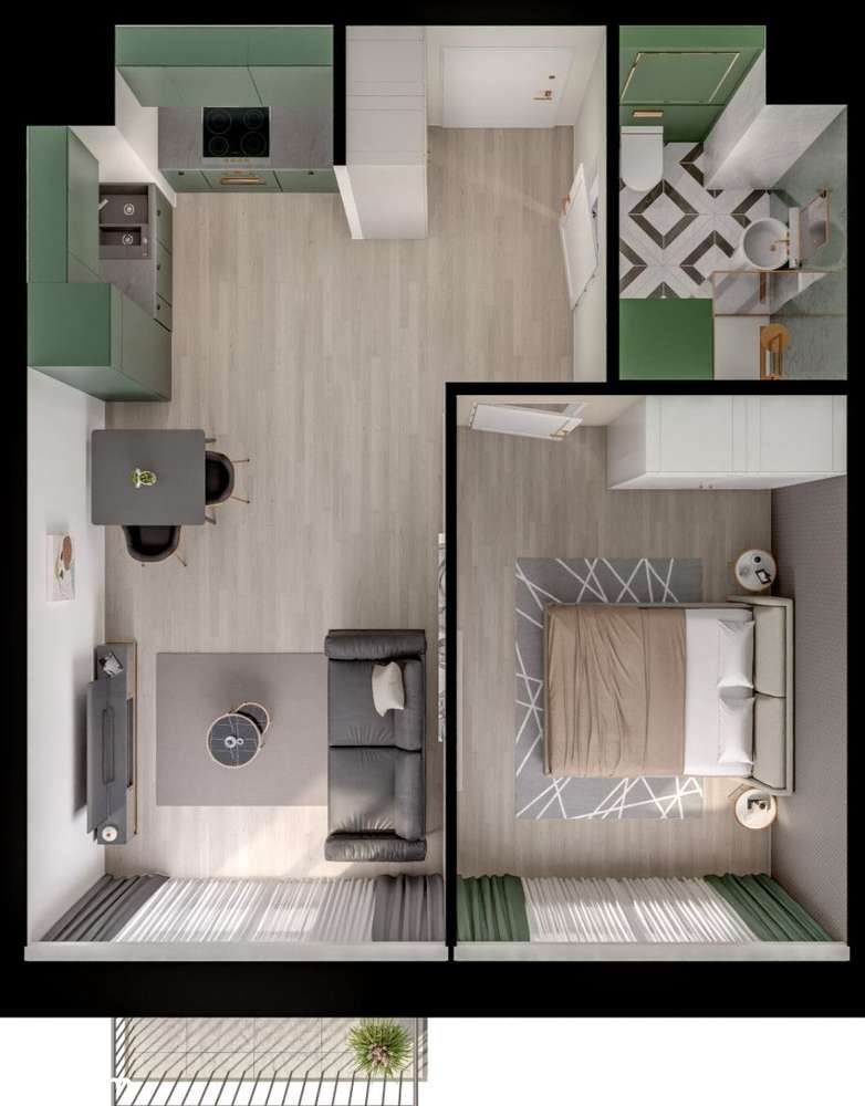 2 pokoje z balkonem, zielona okolica-2