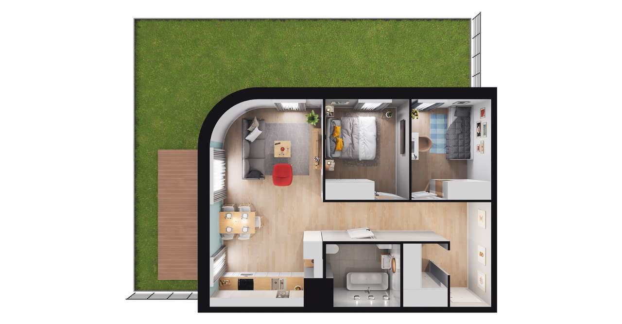 3-pokojowe mieszkanie 58m2 + ogródek Bezpośrednio - Pełny obrazek: 2/8
