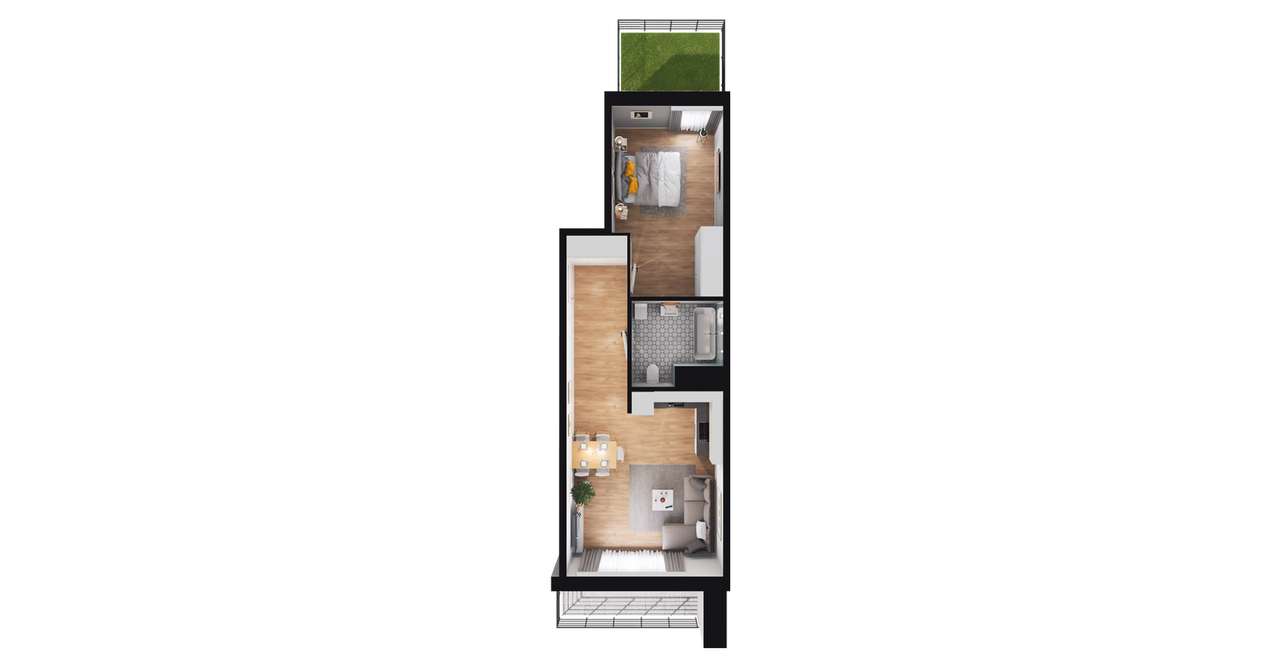 2-pokojowe mieszkanie 47m2 + ogródek Bezpośrednio - Pełny obrazek: 3/9