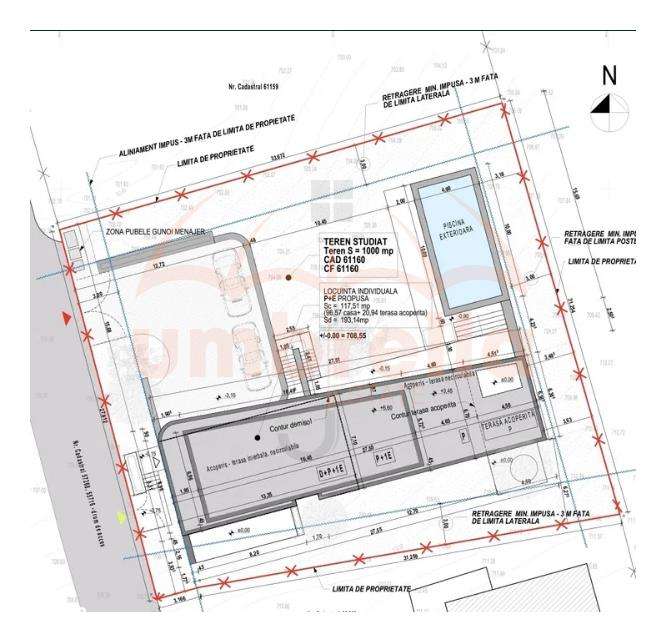 Vand teren intravilan, 1000m²125€ m² autorizatie de constructie casa D - Imagine principală: 3/8
