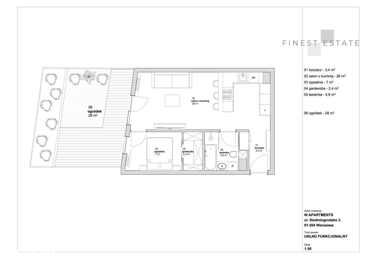 2 Pok | Nowoczesna Przestrzeń | Ogród 28 m²-3