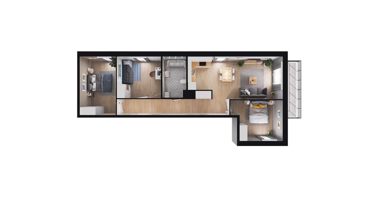 4-pokojowe mieszkanie 72m2 + balkon - Pełny obrazek: 2/6