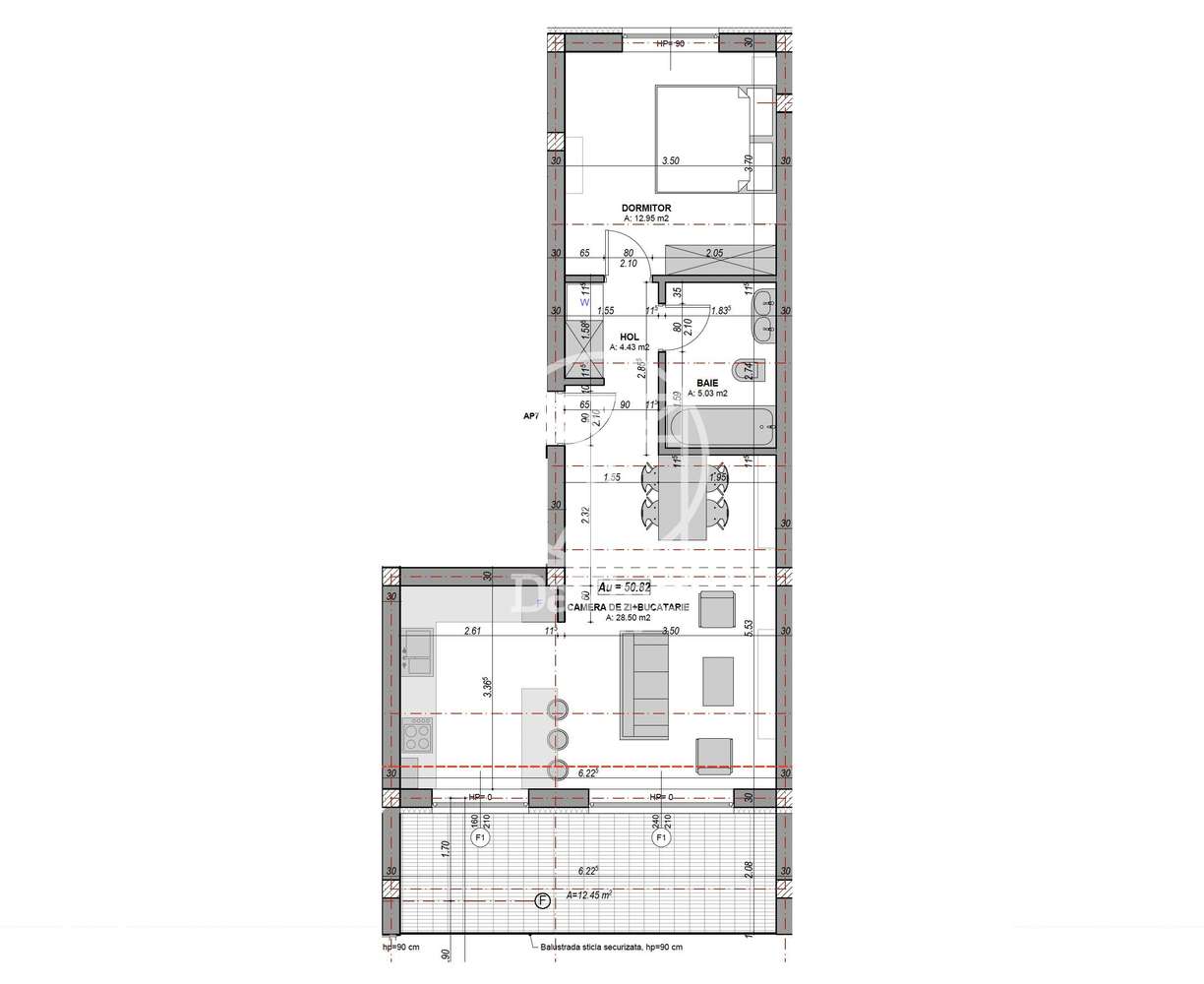 Ap. 2 camere, terasa 11.45 mp - aer conditionat  - 50.91 mp utili - Imagine principală: 5/7