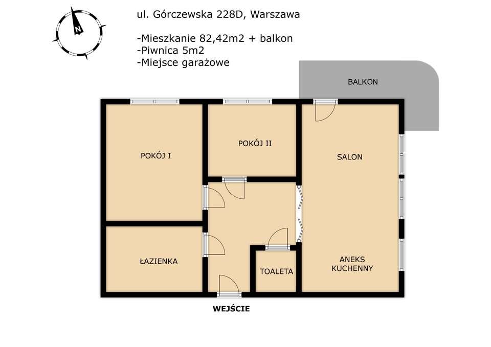 82m2 / 3-pokojowe / AC / Garaż / Piwnica / Metro 50m / Park-7