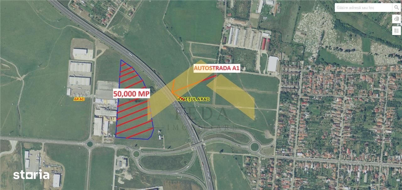 De vanzare teren intravilan 4,9 ha la coborare de pe autostrada spre Z