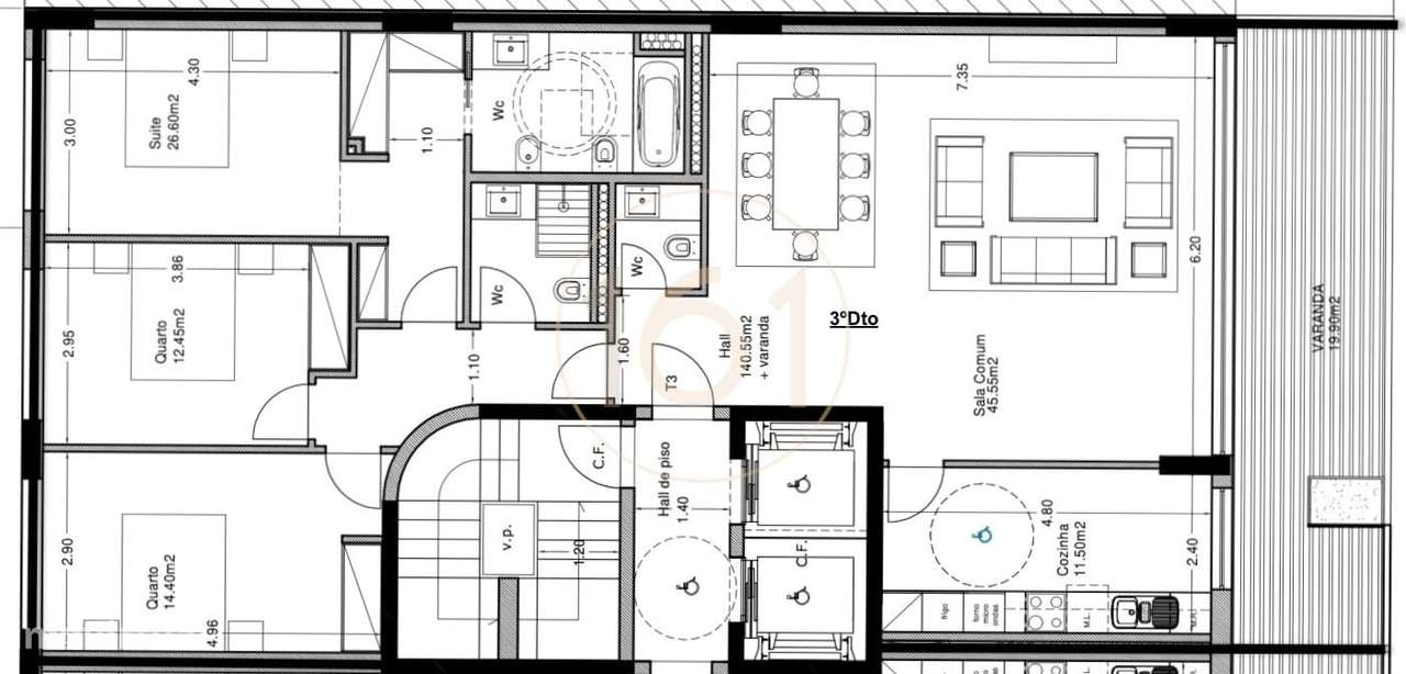 Apartamento T3 na Boavista (Foco) com varanda-4