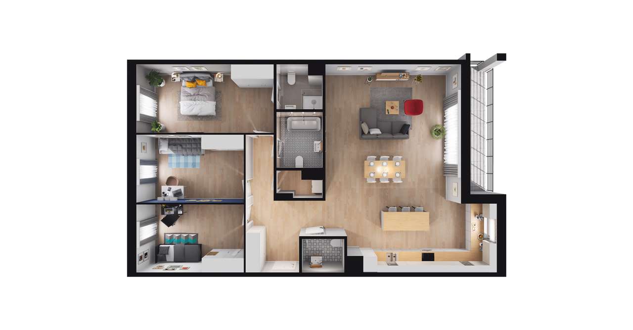 4-pokojowe mieszkanie 121m2 + balkon Bezpośrednio - Pełny obrazek: 2/8