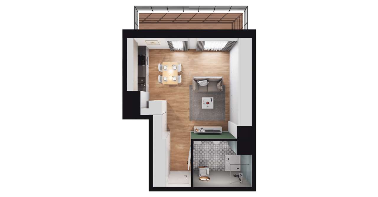 1-pokojowe mieszkanie 33m2 Bez Prowizji - Pełny obrazek: 2/8