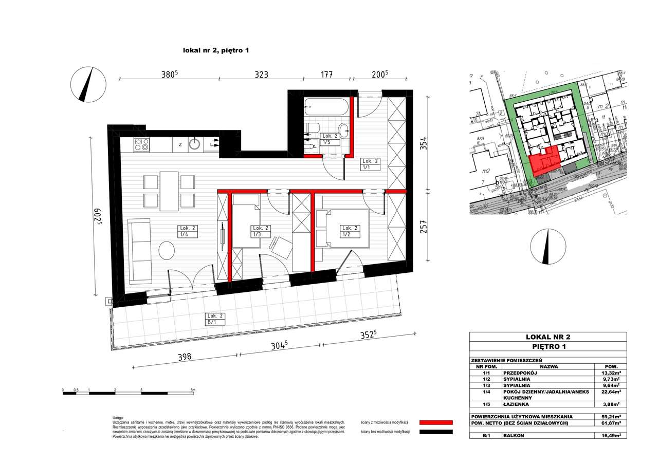 Mieszkanie 61,32m2, 3 pokoje, balkon, garaż !!!-9