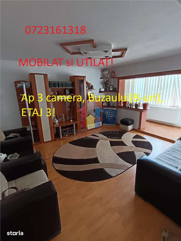 MOBILAT si UTILAT, Ap 3 camere, Buzaului, B-uri, Etaj 3 - Imagine principală: 1/14