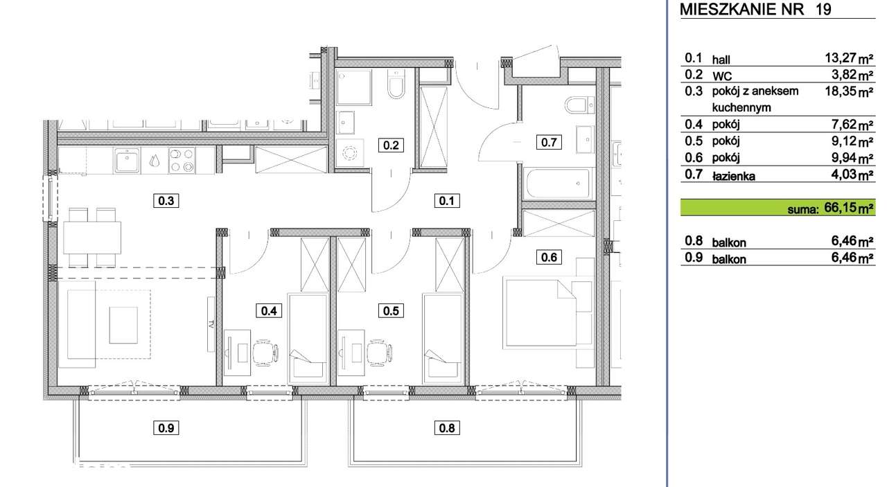 Mieszkanie, 66 m², Warszawa-1