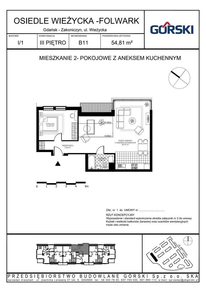 2-pokojowe mieszkanie 54 m² Bez Pośredników - Widok 2