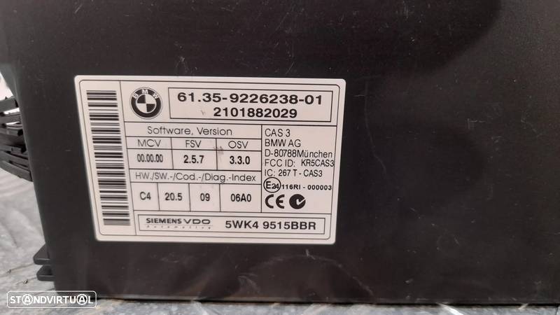 CENTRALINA CONTROL INGNIÇÃO BMW SERIE 1 E87 61359226238 9226238 5WK49515BBR SERIE 1 E81 E82 COUPE E88 CABRIO X1 E84 SERIE 3 E90 E91 E92 COUPE E93 CABRIO X3 F25 Z4 E89 - 3