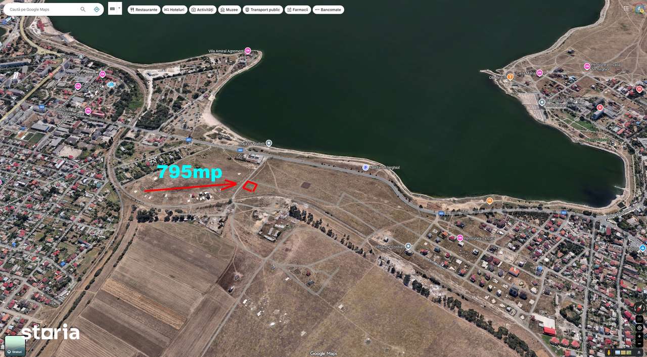 Teren Techirghiol 800mp cu vedere frontala la lac-0