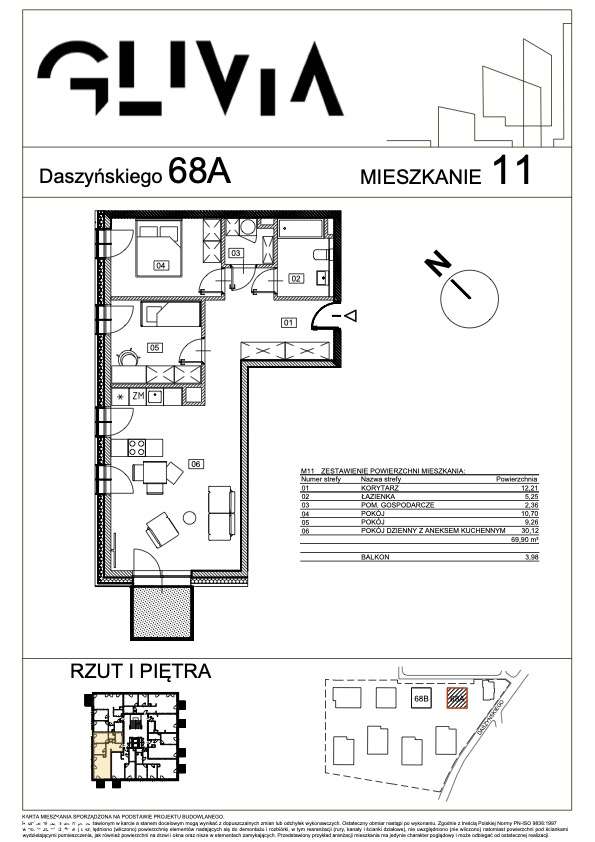 Mieszkanie A11 - duże mieszkanie trzypokojowe, przemyślany układ - Pełny obrazek: 2/7