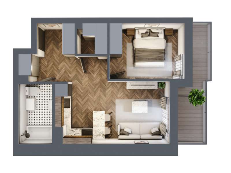 Mieszkanie, 40.32m², 2 pokoje, 2 piętro, C-KLF18-LM12, Nowe Horyzonty - Pełny obrazek: 1/14