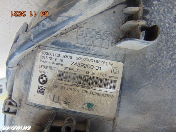 Far bmw G30 G31 faruri bmw seria 5 volan stanga dezmembrez bmw g30 2.0 b47 far dreapta stcila fisura - 6