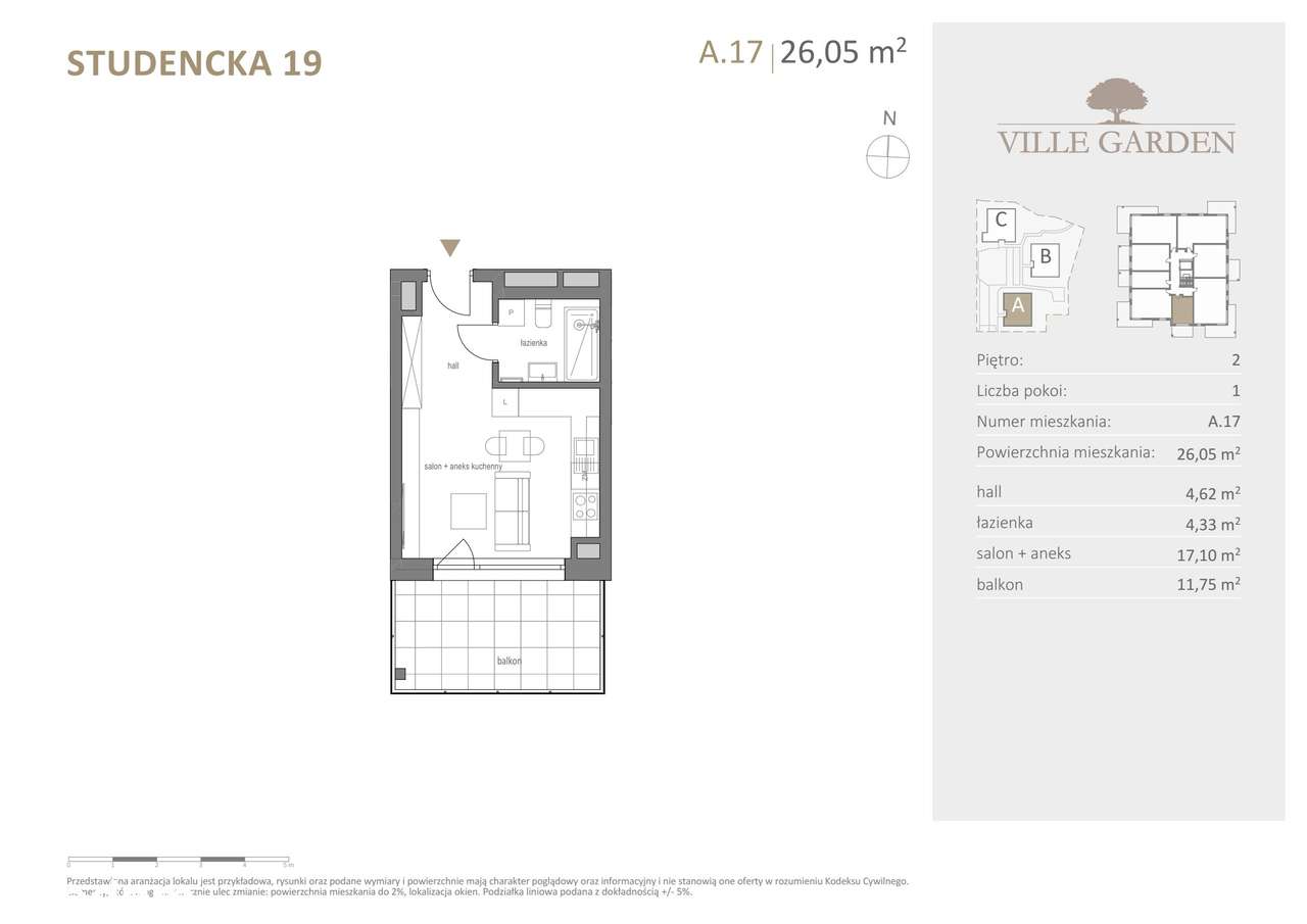 Ville Garden | mieszkanie 1-pok. | A.17 - Pełny obrazek: 3/10