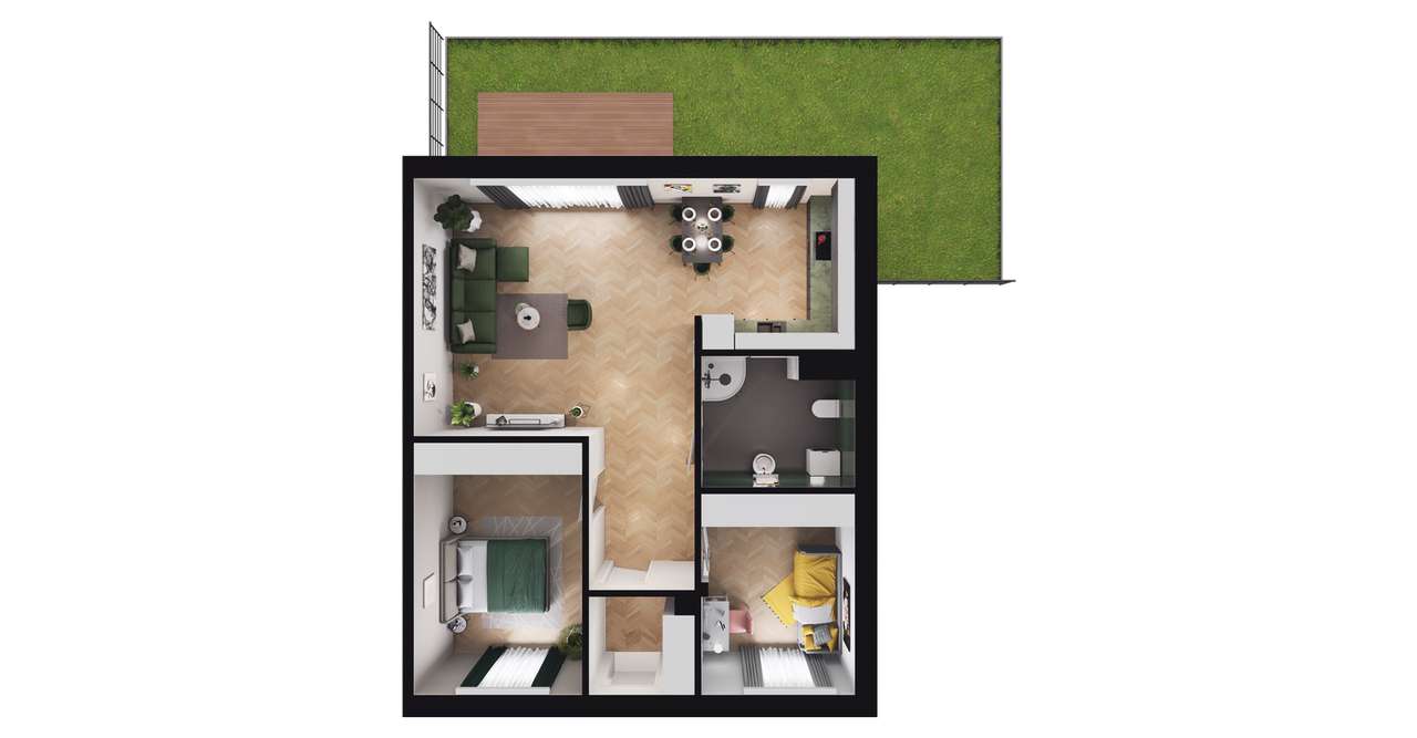 3-pokojowe mieszkanie 66m2 + ogródek Bezpośrednio - Pełny obrazek: 3/7