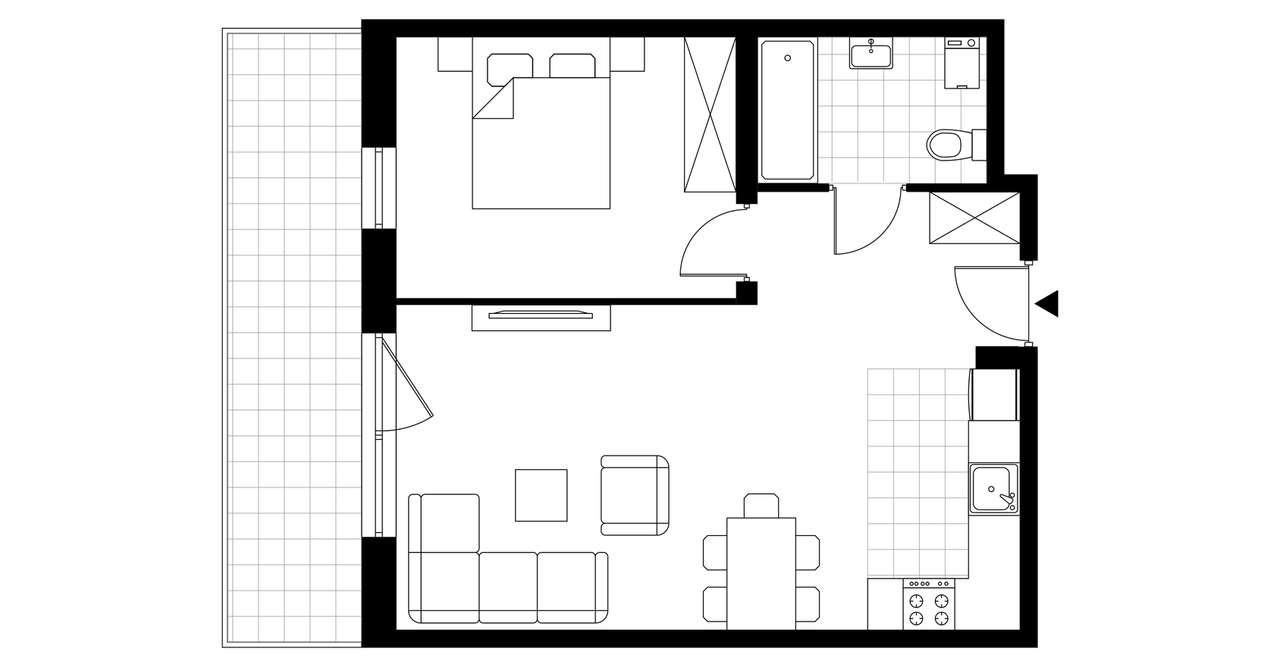 2-pokojowe mieszkanie 46m2 + balkon Bezpośrednio - Pełny obrazek: 4/9