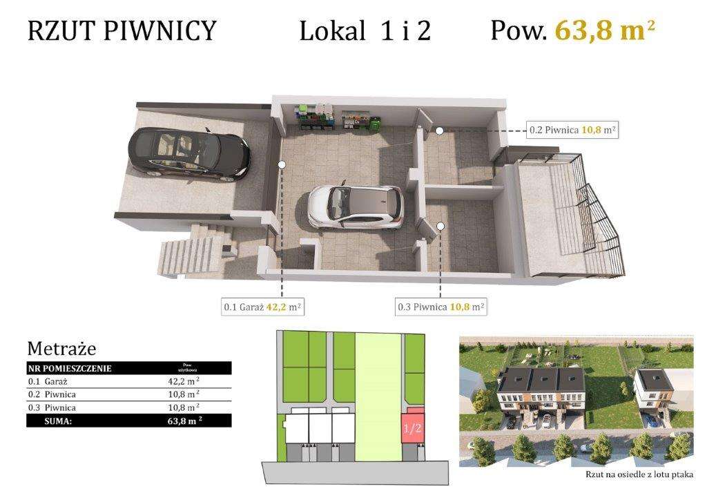 3-pokojowe mieszkanie 58,1m2 wraz z garażem i ogródkiem 70m2 W CENIE-4