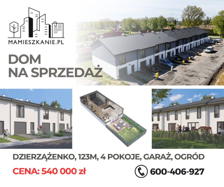 Dom, Złotów, Dzierzążenko, ogród, garaż, 4 pokoje