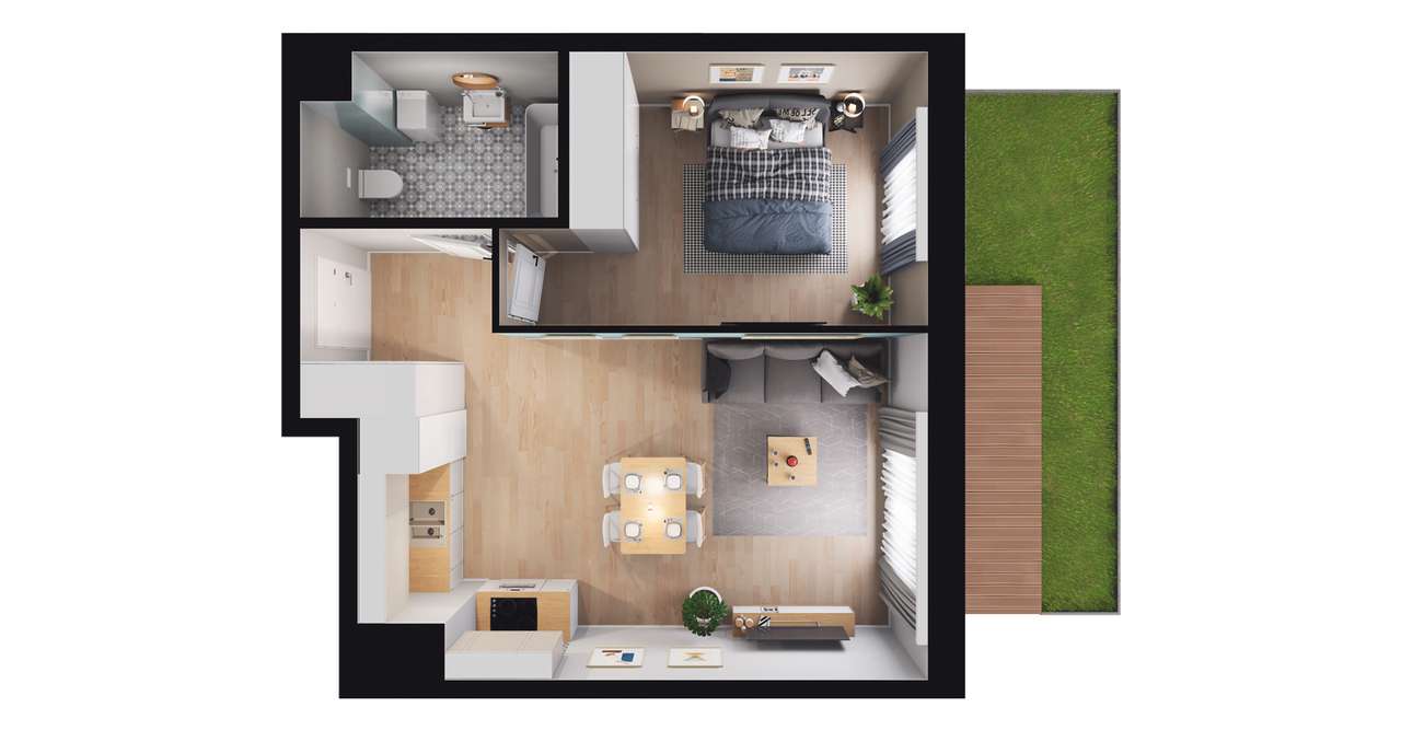 2-pokojowe mieszkanie 41m2 + ogródek Bez Prowizji - Pełny obrazek: 2/8