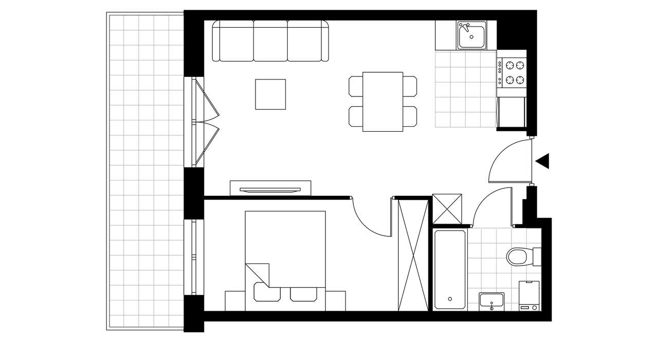 2-pokojowe mieszkanie 37m2 + balkon - Pełny obrazek: 3/7