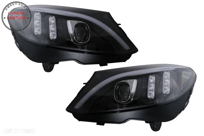 Faruri LED Mercedes C-Class W205 S205 A205 C205 (2014-2018) Negru Semnal Dinamic S- livrare gratuita - 12