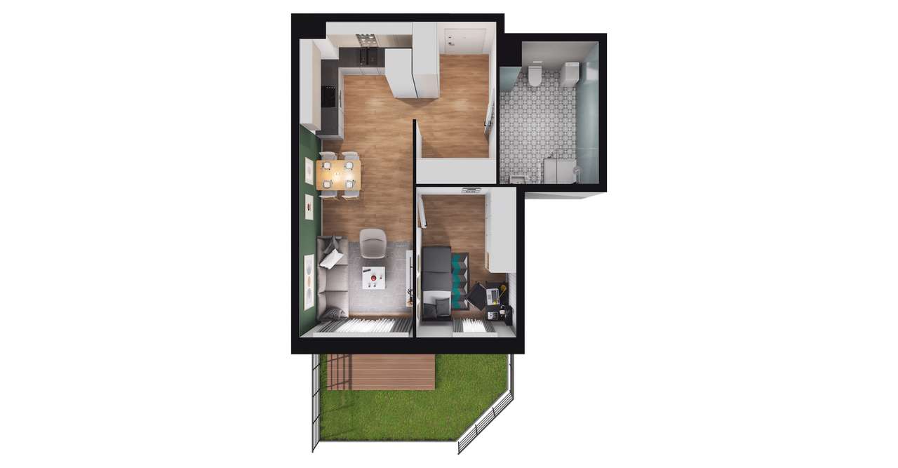 2-pokojowe mieszkanie 42m2 + ogródek Bezpośrednio - Pełny obrazek: 2/8