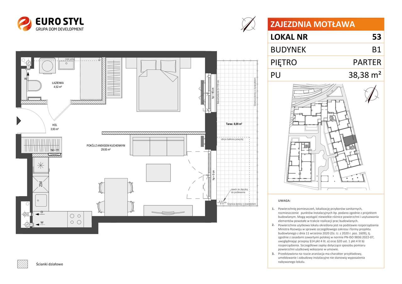 1-pokojowe mieszkanie 38m2 + taras Bez Pośredników - Pełny obrazek: 2/7