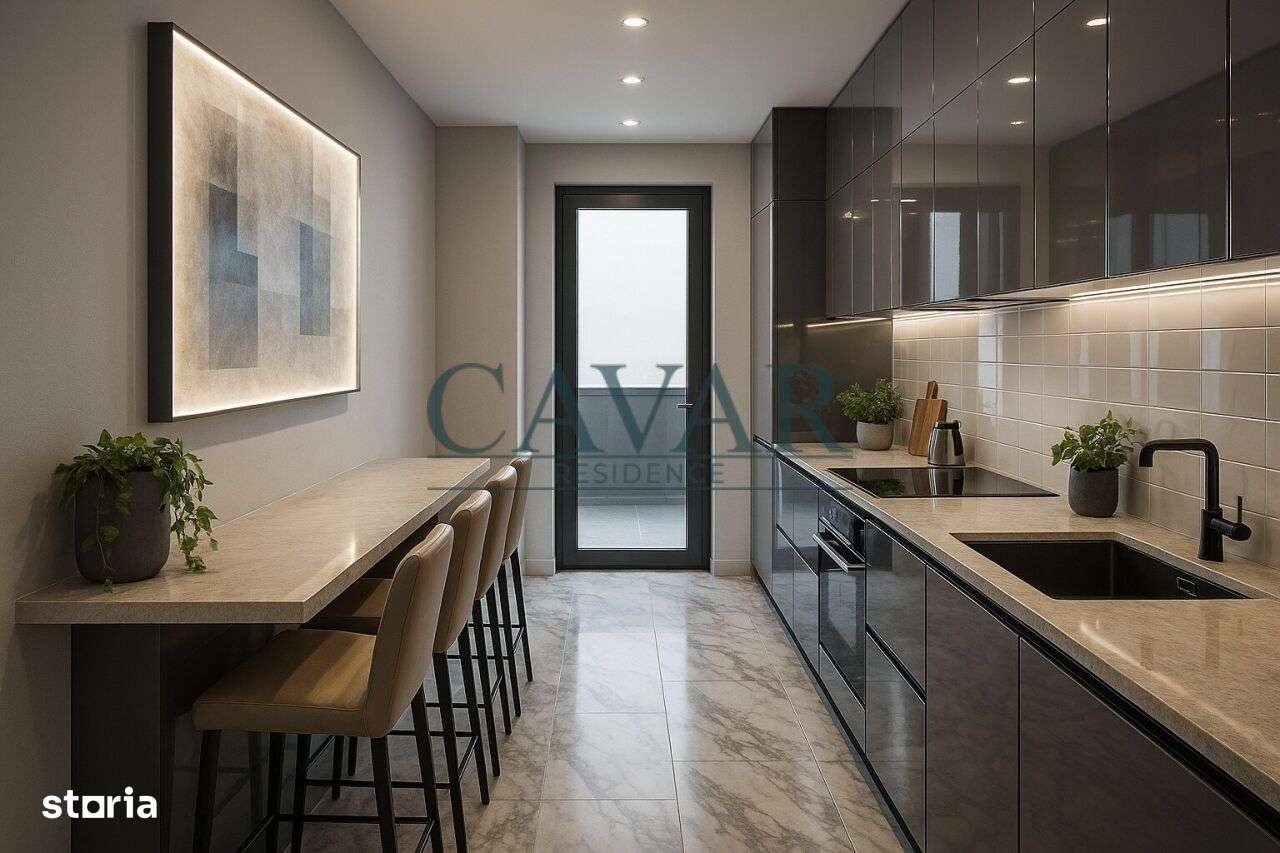 Garsoniera tip studio cu zona de dormit separata