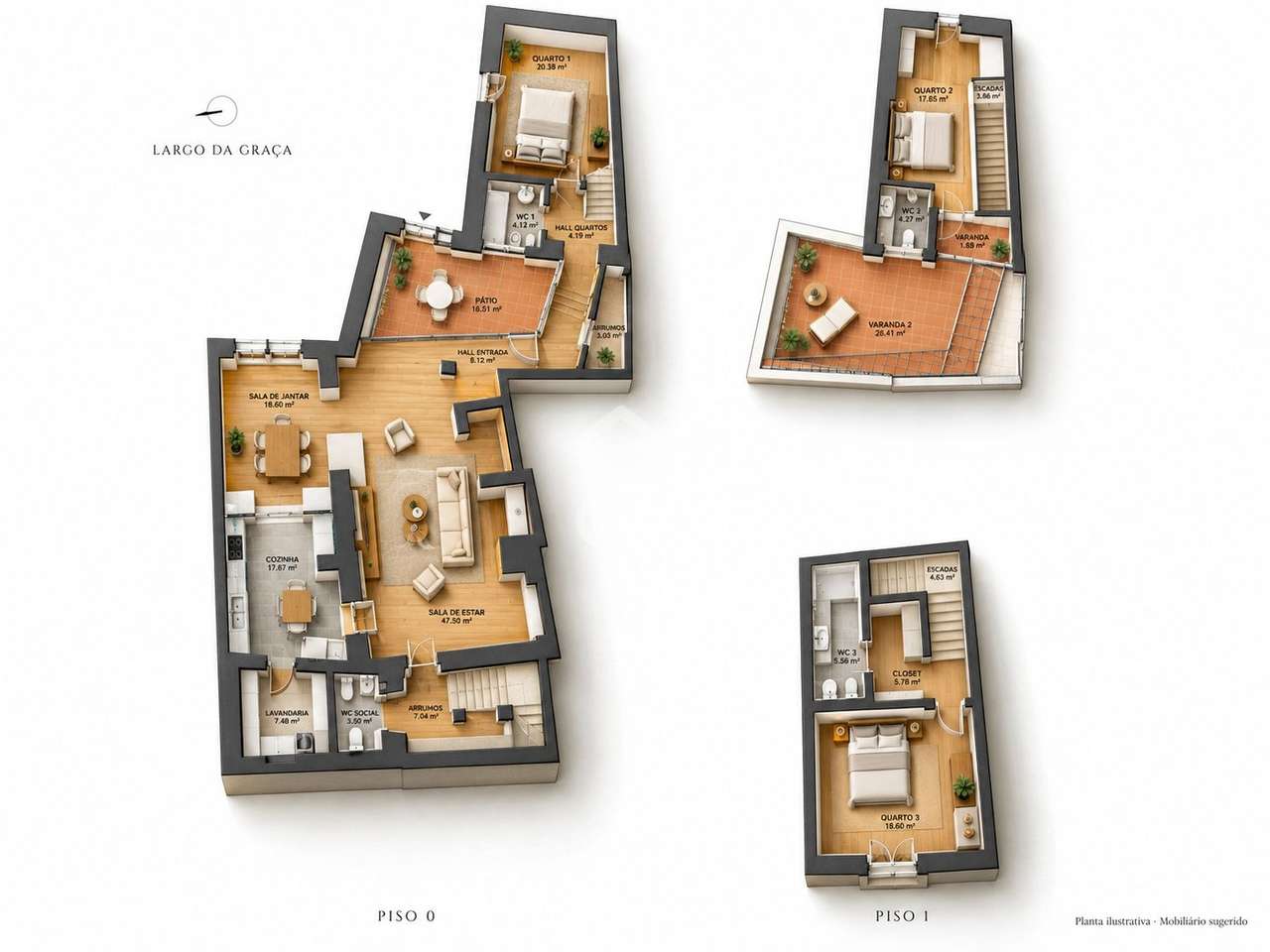 Moradia de luxo com 3 suites, pátio e varandas junto aos Meninos da Gr-41
