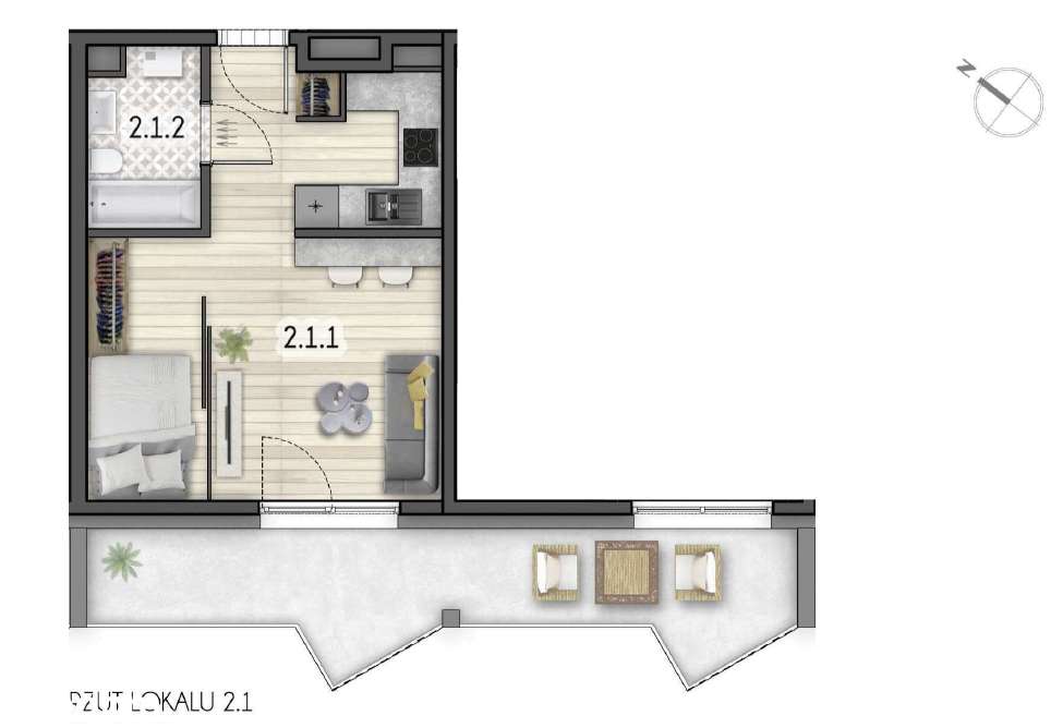 Międzywodzie kawalerka inwestycyjnie 7 min do plaży  inwestycyjnie - Pełny obrazek: 2/8