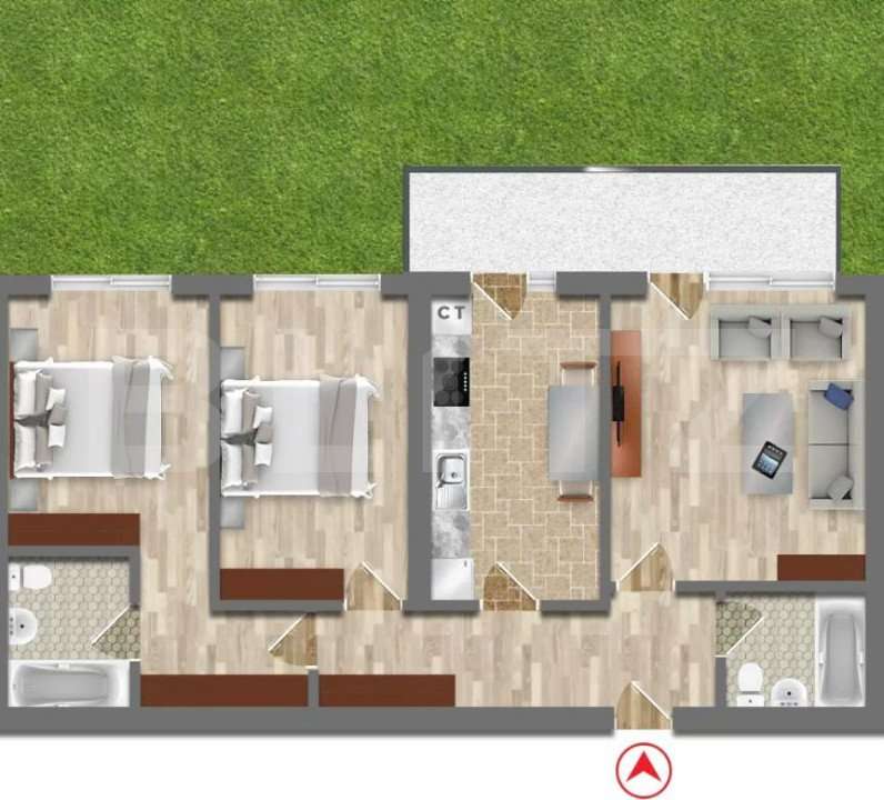 Apartament 3 camere cu terasa si gradina privata, parter, bloc nou Pan - Imagine principală: 1/5