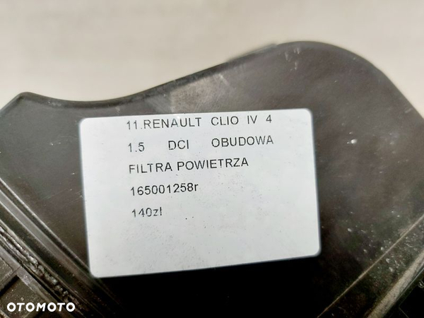 RENAULT CLIO 4 IV 1.5 DCI OBUDOWA FILTRA POWIETRZA 165001258R - 7