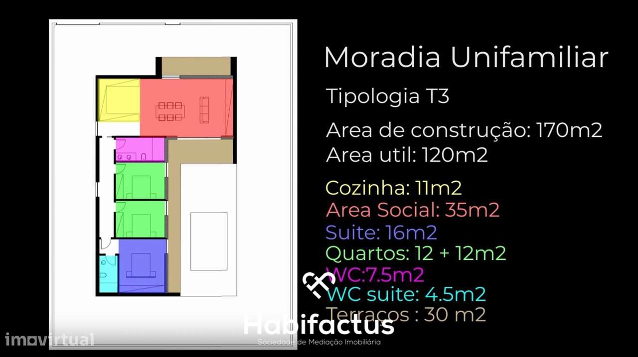 Projeto de Moradia Isolada Térrea T3 na cidade de Viseu - Grande imagem: 4/4