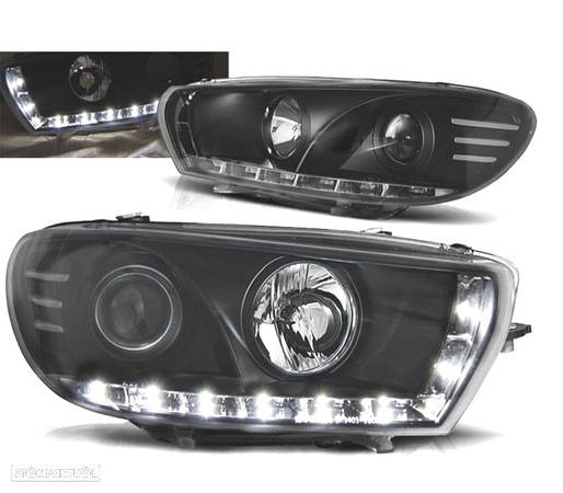 FARÓIS FRONTAIS LUZ DIURNA PARA VOLKSWAGEN VW SCIROCCO III FUNDO PRETO - 1