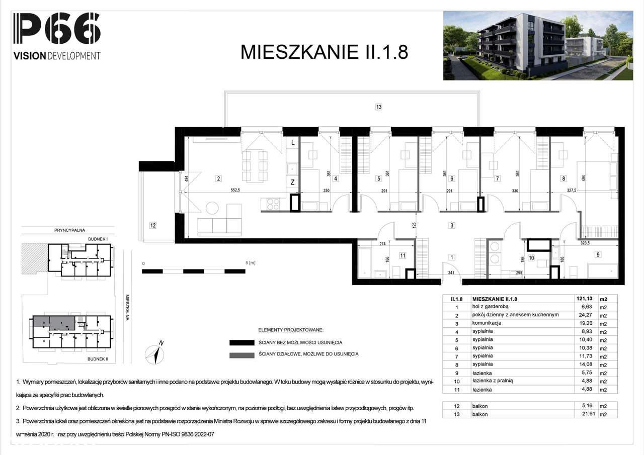 6-pokojowe mieszkanie 121m2 + 2 balkony - Pełny obrazek: 2/8