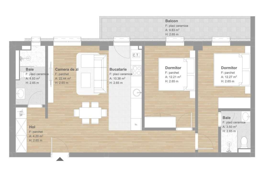 Apartament de 3 camere, finisat, 70 mp, tva inclus zona Tineretului - Imagine principală: 2/2