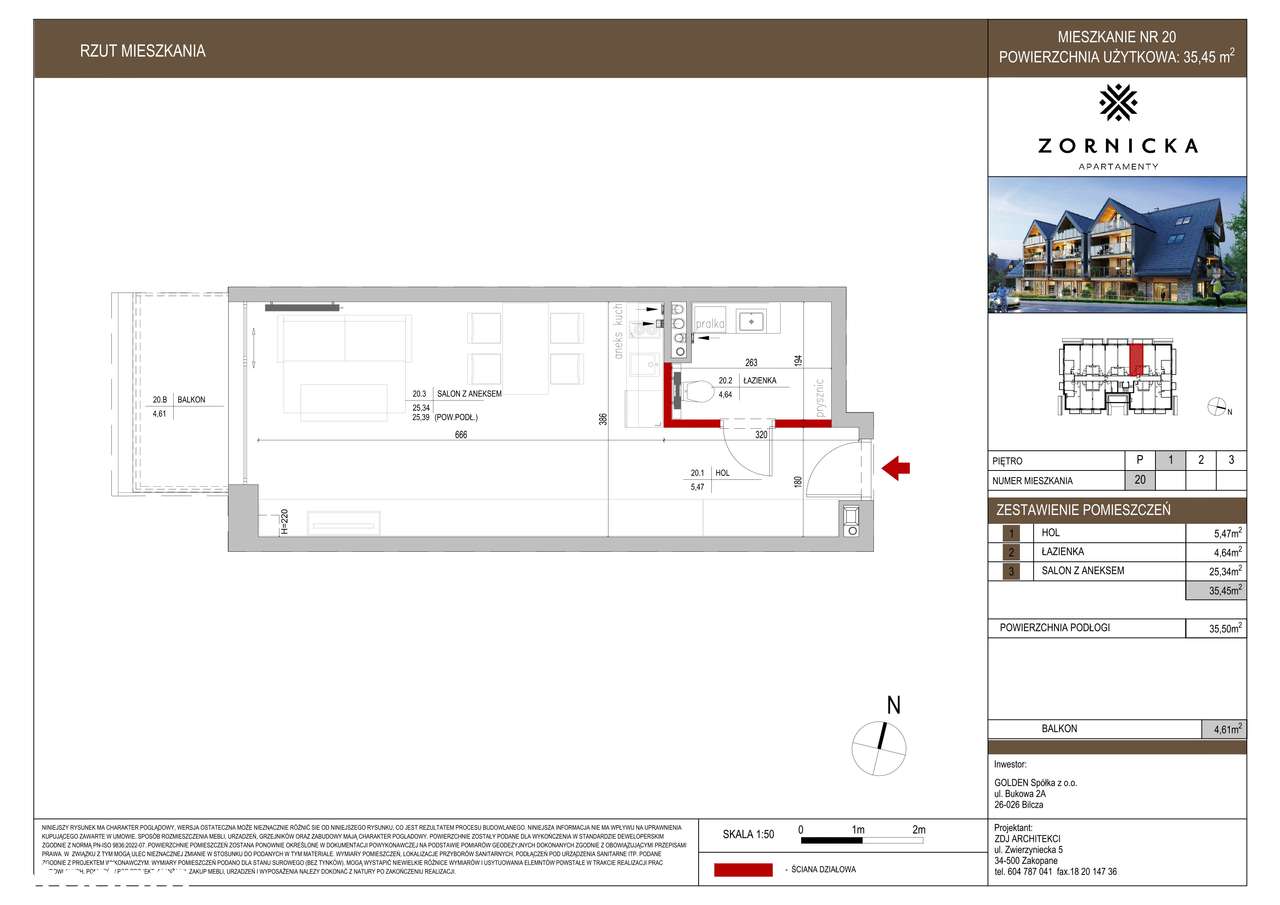Apartamenty Zornicka  | 1-pok. | nr 20 - Pełny obrazek: 2/7