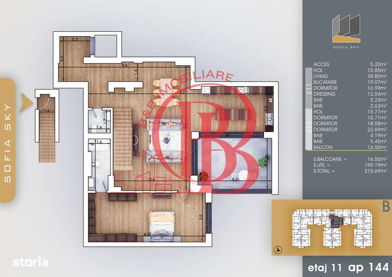 Th. Pallady 5 camere Duplex | Living 40mp | Dormitor 19mp