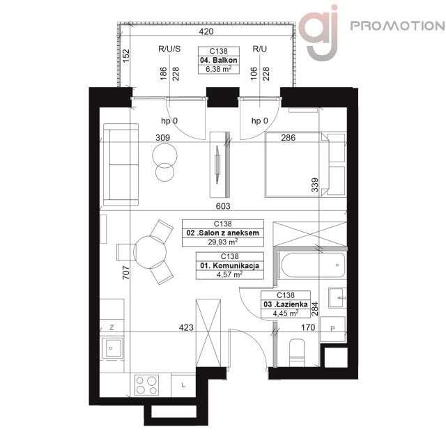 kawalerka z łatwa możliwością wydzielenia sypialni - Pełny obrazek: 5/18