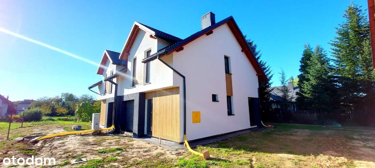 Bliźniak, 5 pokoi, stan surowy z elewacją, wszystkie media z sieci-1