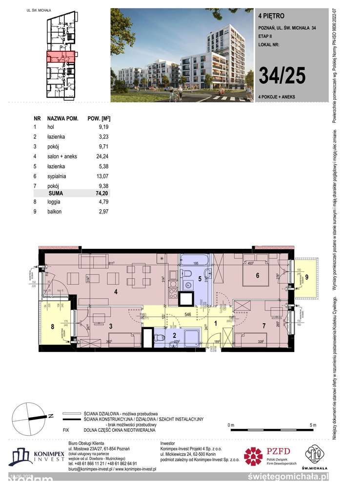 4-pokojowe mieszkanie 74m2 + balkon Bez Prowizji - Pełny obrazek: 2/9