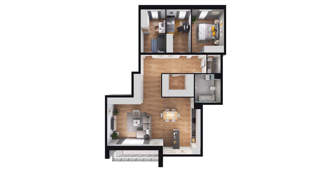 4-pokojowe mieszkanie 92m2 + balkon Bezpośrednio - Pełny obrazek: 2/8