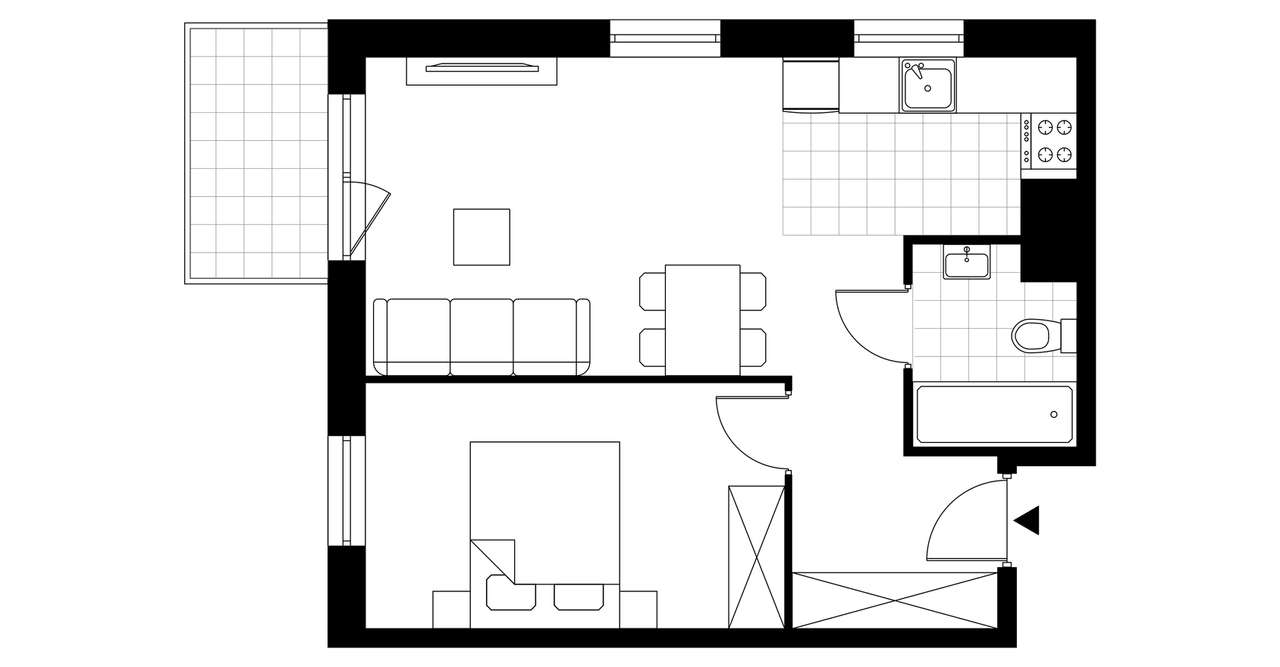 2-pokojowe mieszkanie 42m2 + balkon Bezpośrednio - Pełny obrazek: 3/8