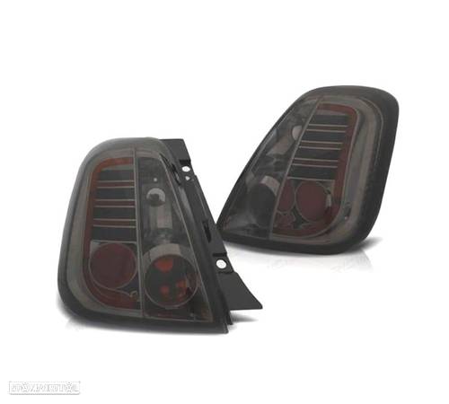 FAROLINS TRASEIROS PARA FIAT 500 07- LED FUNDO CROMADO FUMADO - 1