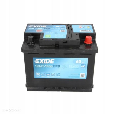 Akumulator Exide EFB 12V 60Ah 640A P+ EL600 start stop MOŻLIWY DOWÓZ MONTAŻ - 1