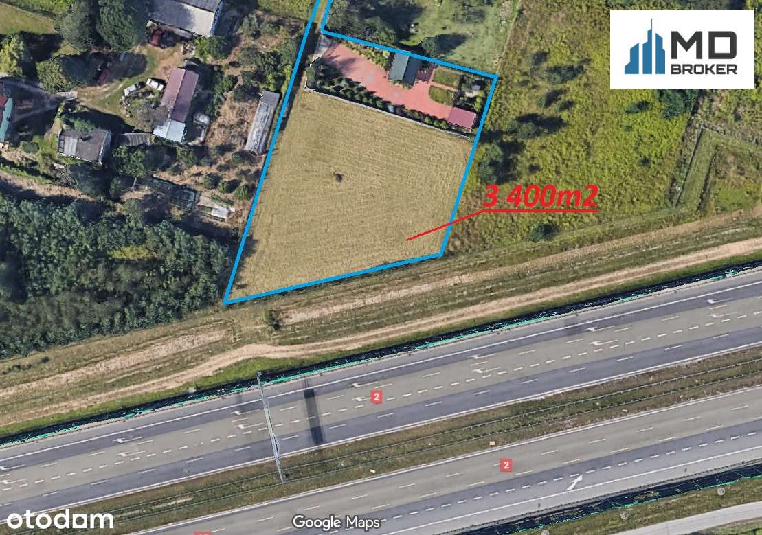 Działka usługowa pod halę 1000 m2 przy A2-3